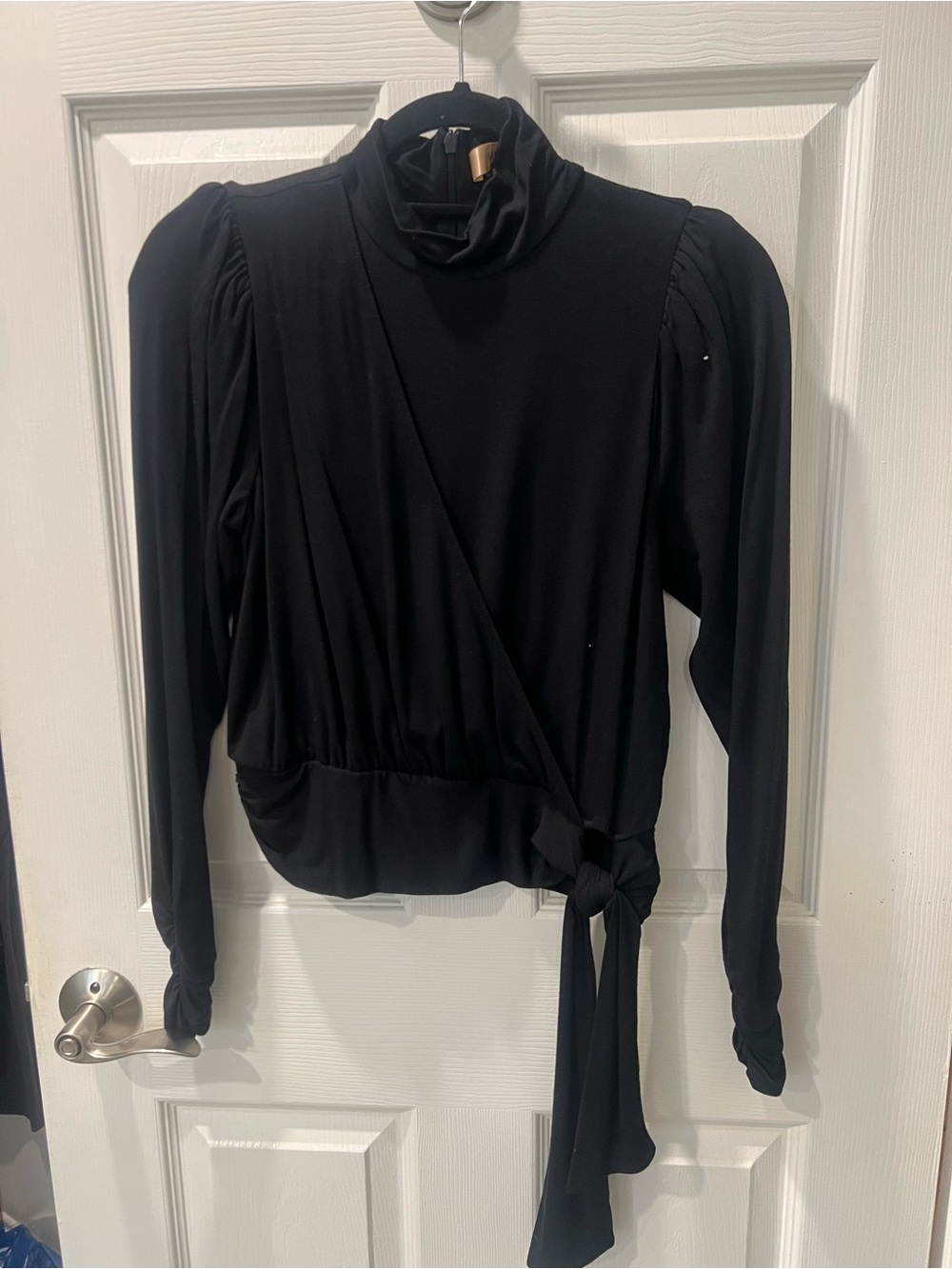 Bailey 44 Black Long-Sleeve Wrap Tie Top - Women